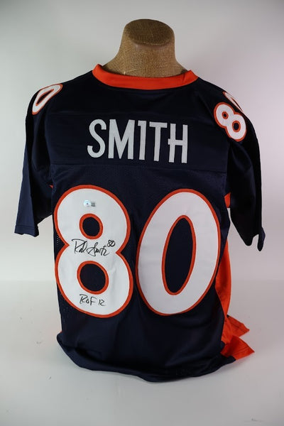 Rod Smith Autographed Broncos Custom Navy Jersey w/ ROF Inscription Beckett