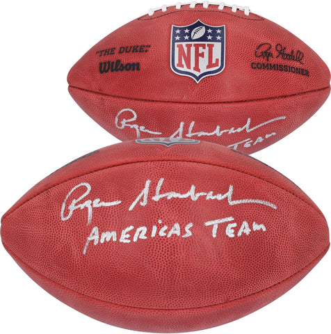 Roger Staubach Cowboys Signed Duke Full Color Football w/America's Team Insc