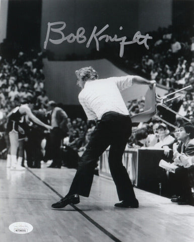 Bobby Knight Signed Indiana Hoosiers 8x10 Photo (JSA COA) The Famous Chair Toss