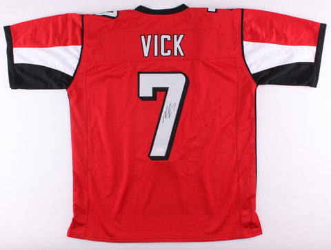 Michael Vick Signed Atlanta Falcons Red Jersey (JSA COA) 4xPro Bowl Q.B.