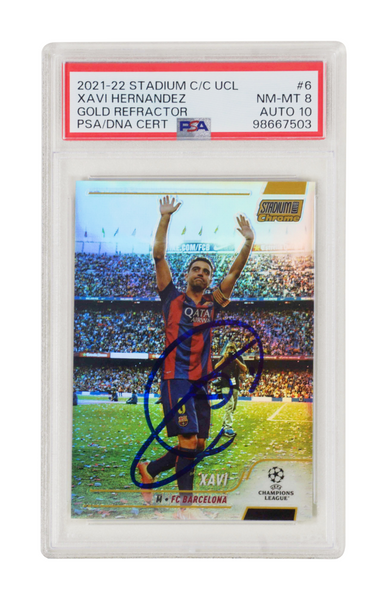 Xavi Signed 2021-22 Topps Stadium Club Chrome Gold /50 - PSA 8 Autograph 10