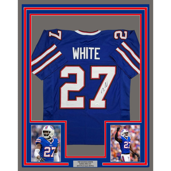 Framed Autographed/Signed Tre'Davious White 35x39 Buffalo Jersey JSA COA