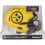 James Harrison Autographed Pittsburgh Steelers Rave Mini Helmet Beckett 53625
