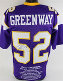 Chad Greenway Signed Minnesota Vikings Career Stat Highlight Jersey Beckett COA