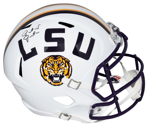 PATRICK PETERSON AUTOGRAPHED LSU TIGERS WHITE FULL SIZE SPEED HELMET BECKETT