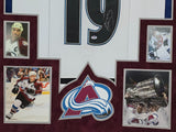 SUEDE FRAMED COLORADO AVALANCHE JOE SAKIC AUTOGRAPHED SIGNED JERSEY PSA COA