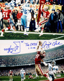 JOE MONTANA & DWIGHT CLARK AUTOGRAPHED 16X20 PHOTO CATCH SKETCH BECKETT 232732