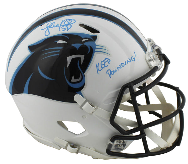 Panthers Luke Kuechly "KP" Signed Flat White Proline Full Size Speed Helmet BAS