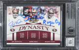 49ers Montana, Rice & Craig Signed 2008 Donruss Threads #6 Card Auto 10 BAS Slab