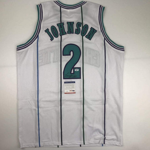 Autographed/Signed Larry Johnson Charlotte White Jersey PSA/DNA COA