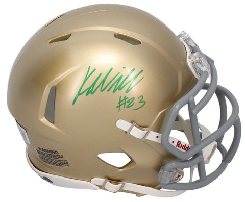 Kyren Williams Autographed (Green Ink) Notre Dame Mini Speed Helmet Beckett