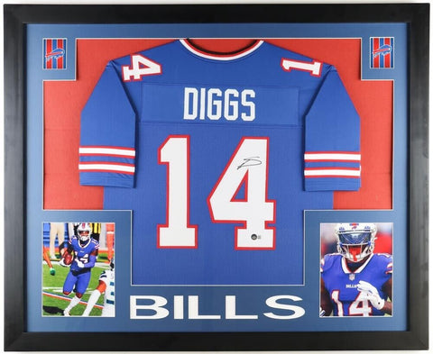 Stefon Diggs Signed 35x43 Framed Buffalo Bills Jersey (Beckett) All Pro Receiver