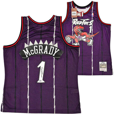 RAPTORS TRACY MCGRADY AUTOGRAPHED PURPLE AUTHENTIC M&N 1998-99 JERSEY XL BECKETT