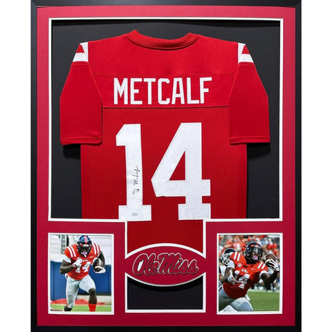 D.K. Metcalf Autographed Signed Framed Red Ole Miss DK Jersey JSA