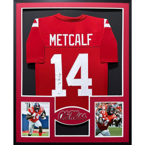 D.K. Metcalf Autographed Signed Framed Red Ole Miss DK Jersey JSA