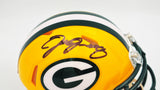 JOSH JACOBS AUTOGRAPHED PACKERS YELLOW SPEED MINI HELMET BECKETT QR 236970