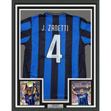 Framed Autographed/Signed Javier Zanetti 35x39 Inter Milan Jersey BAS COA