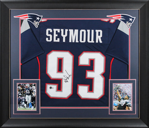 Richard Seymour Authentic Signed Navy Pro Style Framed Jersey BAS Witnessed 2
