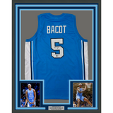 Framed Autographed/Signed Armando Bacot 33x42 UNC Blue College Jersey BAS COA