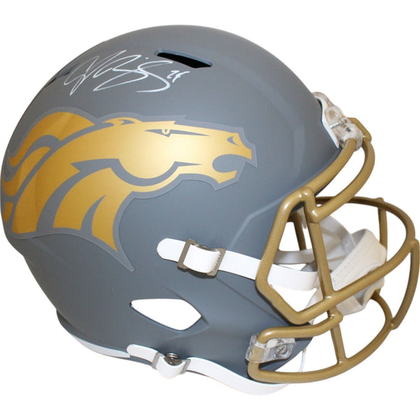 Champ Bailey Autographed/Signed Denver Broncos F/S Slate Helmet Beckett 48649