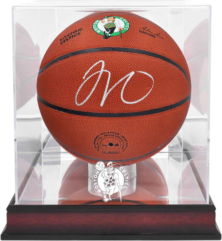 Jayson Tatum Celtics Signed Wilson Team Logo Ball w/Mahogany Logo Display Case