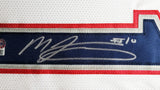 NEW ENGLAND PATRIOTS MAC JONES AUTOGRAPHED FRAMED WHITE JERSEY BECKETT QR 202404