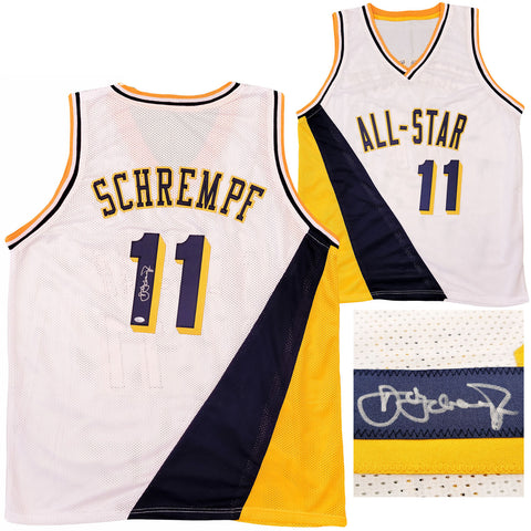 INDIANA PACERS DETLEF SCHREMPF AUTOGRAPHED WHITE JERSEY MCS HOLO STOCK #202424