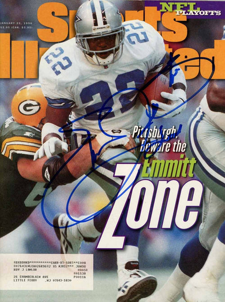 Emmitt Smith Signed Magazine Cowboys Sports Illustrated 1/22/1996 BAS 50724