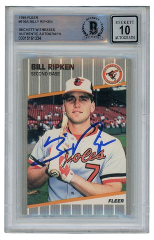 Billy Ripken Autographed 1989 Fleer #616 Error Card 10 Grade Beckett 52526