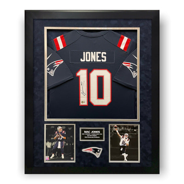 Mac Jones Signed Autographed Blue Game Day Jersey Framed to 32x40 Beckett