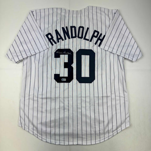 Autographed/Signed Willie Randolph New York Pinstripe Baseball Jersey BAS COA