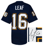 Ryan Leaf (CHARGERS) Signed Navy Throwback Custom Football Jersey (SCHWARTZ COA)