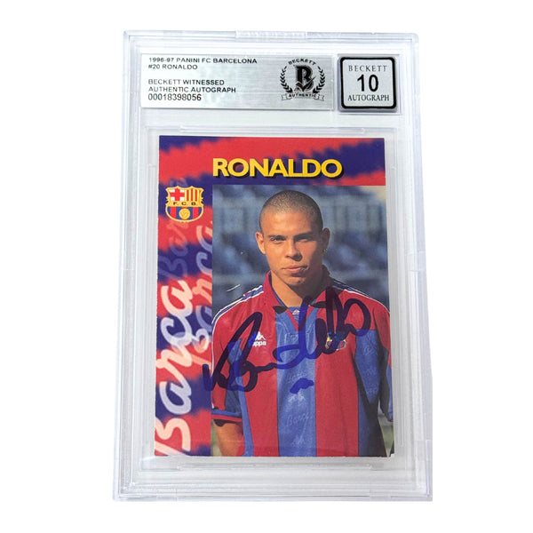 Ronaldo Nazario Signed 1996-97 Panini FC Barcelona #20 - Beckett Witness
