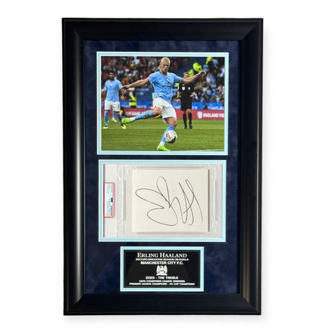Erling Haaland Signed Autographed Cut Framed to 16x23 PSA Slabbed