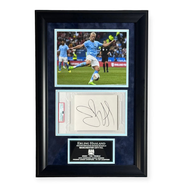 Erling Haaland Signed Autographed Cut Framed to 16x23 PSA Slabbed