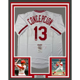 Framed Autographed/Signed Dave Concepcion 33x42 Cincinnati White Jersey JSA COA