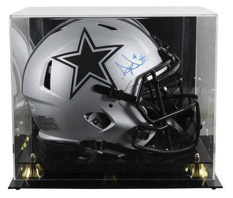 Cowboys Dak Prescott Signed Rave Full Size Speed Proline Helmet W/ Case BAS Wit