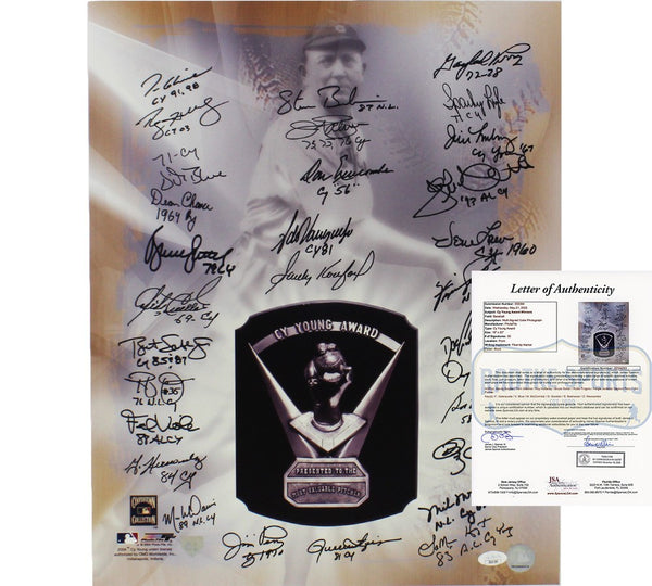 Multi-Signed Unframed 16x20 CY Young Award Photo 30 sig Sandy Koufax/R Halladay