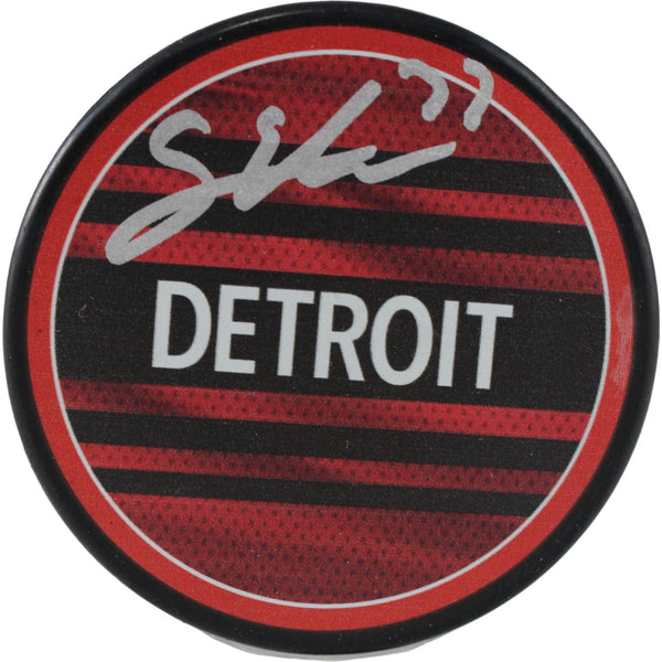 Simon Edvinsson Autographed Detroit Red Wings Logo Puck Fanatics 53809