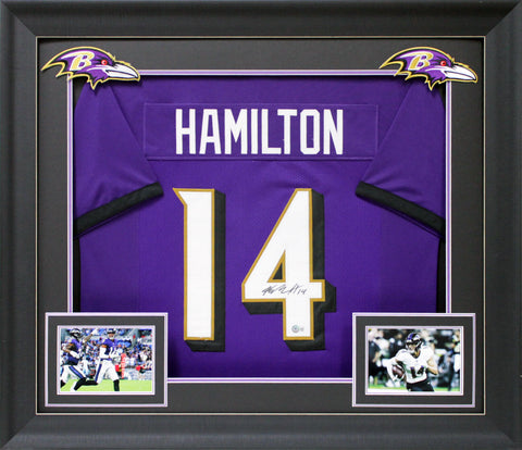 Kyle Hamilton Authentic Signed Purple Pro Style Framed Jersey BAS Witnessed