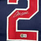 Autographed/Signed Corey Kluber Cleveland Blue Jersey Beckett BAS COA