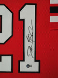 FRAMED ATLANTA FALCONS DEION SANDERS AUTOGRAPHED JERSEY BECKETT HOLO