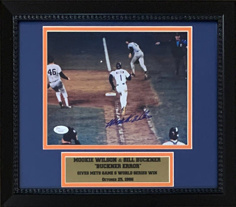 Mookie Wilson Autographed Mets 1986 World Series Buckner Error Framed 8x10 Photo