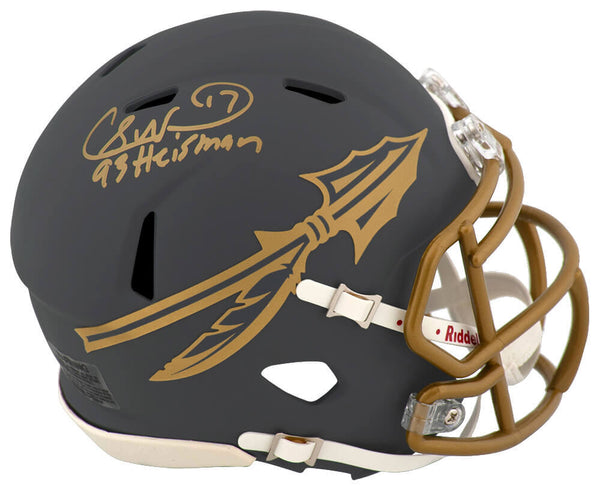 Charlie Ward Signed Florida State SLATE Riddell Mini Helmet w/Heisman - (SS COA)