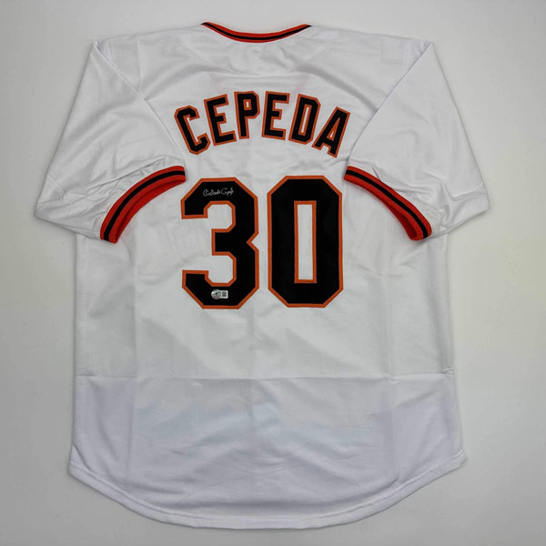 Autographed/Signed Orlando Cepeda San Francisco White Jersey Beckett BAS COA