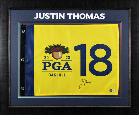 Justin Thomas Signed & Framed 2023 PGA Championship Pin Flag BAS #BK02150