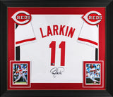 Barry Larkin Authentic Signed White Pro Style Framed Jersey BAS Witnessed
