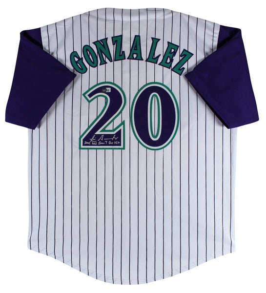 Luis Gonzalez Signed Diamondbacks Jersey Insd. "2001 WS Game 7 GW Hit" (Beckett)