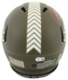 Bucs Ronde Barber HOF 23 Signed Salute To Service F/S Speed Proline Helmet BAS W
