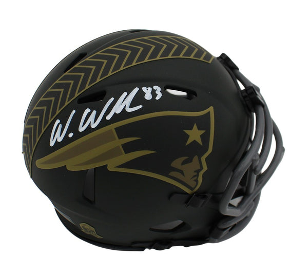 Wes Welker Signed New England Patriot Speed Salute to Service 4 NFL Mini Helmet